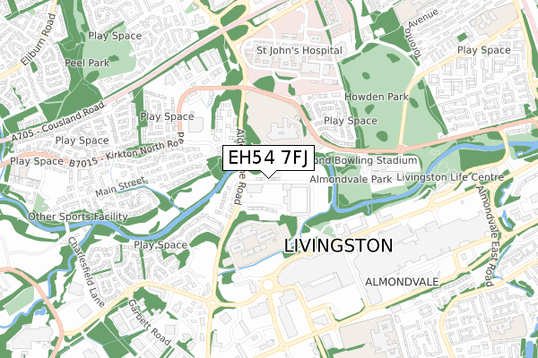 EH54 7FJ map - small scale - OS Open Zoomstack (Ordnance Survey)