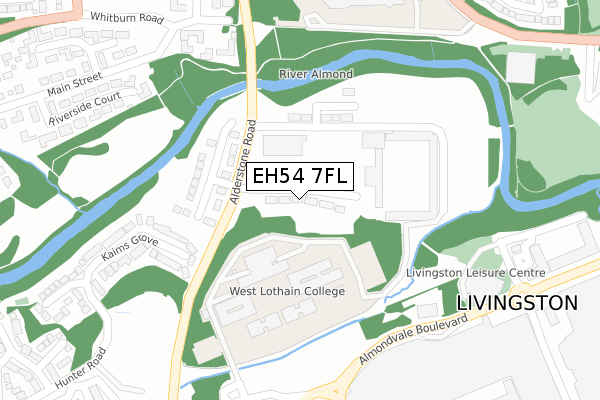 EH54 7FL map - large scale - OS Open Zoomstack (Ordnance Survey)