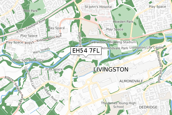 EH54 7FL map - small scale - OS Open Zoomstack (Ordnance Survey)