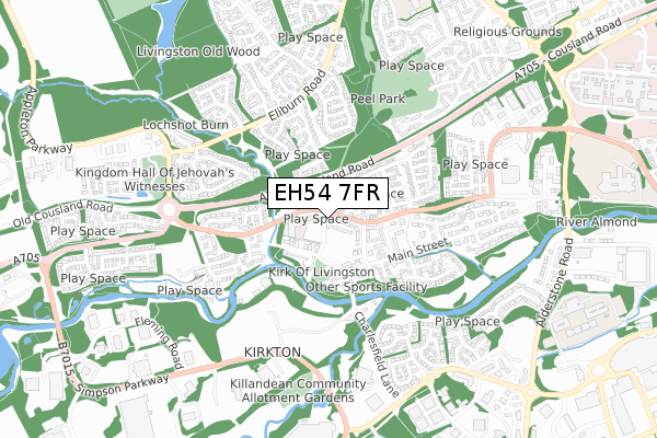 EH54 7FR map - small scale - OS Open Zoomstack (Ordnance Survey)