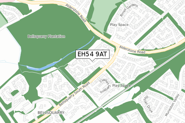 EH54 9AT map - large scale - OS Open Zoomstack (Ordnance Survey)