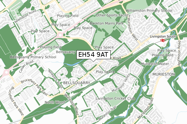 EH54 9AT map - small scale - OS Open Zoomstack (Ordnance Survey)