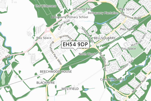 EH54 9DP map - small scale - OS Open Zoomstack (Ordnance Survey)