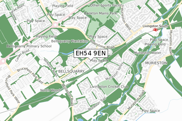 EH54 9EN map - small scale - OS Open Zoomstack (Ordnance Survey)