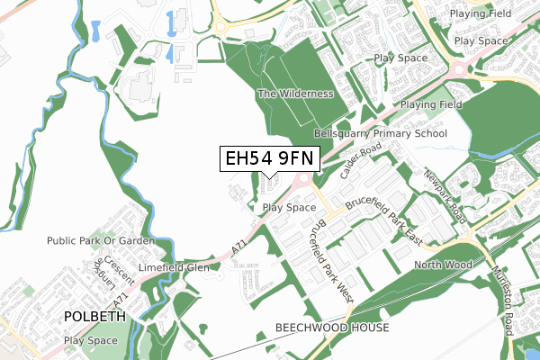 EH54 9FN map - small scale - OS Open Zoomstack (Ordnance Survey)