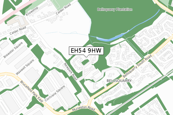 EH54 9HW map - large scale - OS Open Zoomstack (Ordnance Survey)