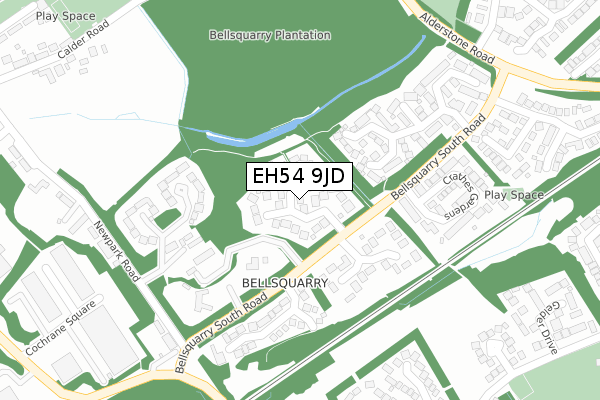 EH54 9JD map - large scale - OS Open Zoomstack (Ordnance Survey)