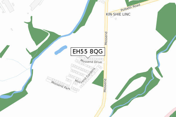 EH55 8QG map - large scale - OS Open Zoomstack (Ordnance Survey)