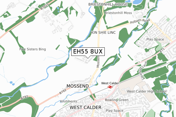 EH55 8UX map - small scale - OS Open Zoomstack (Ordnance Survey)