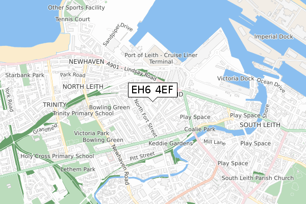 EH6 4EF map - small scale - OS Open Zoomstack (Ordnance Survey)