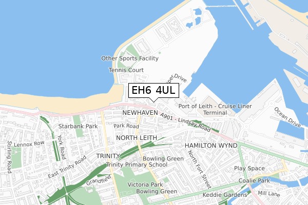 EH6 4UL map - small scale - OS Open Zoomstack (Ordnance Survey)