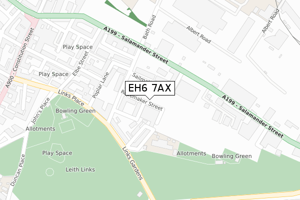 EH6 7AX map - large scale - OS Open Zoomstack (Ordnance Survey)