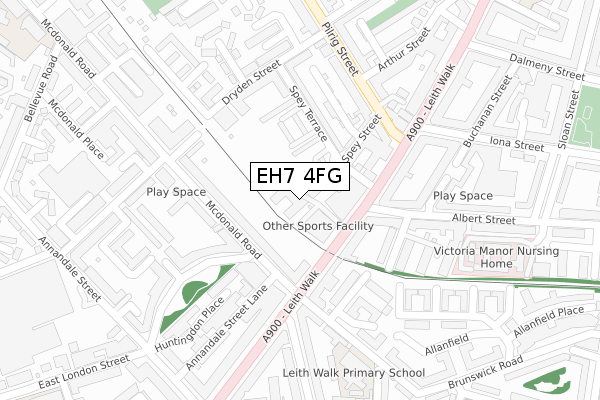 EH7 4FG map - large scale - OS Open Zoomstack (Ordnance Survey)