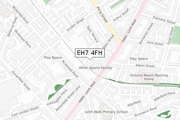 EH7 4FH map - large scale - OS Open Zoomstack (Ordnance Survey)