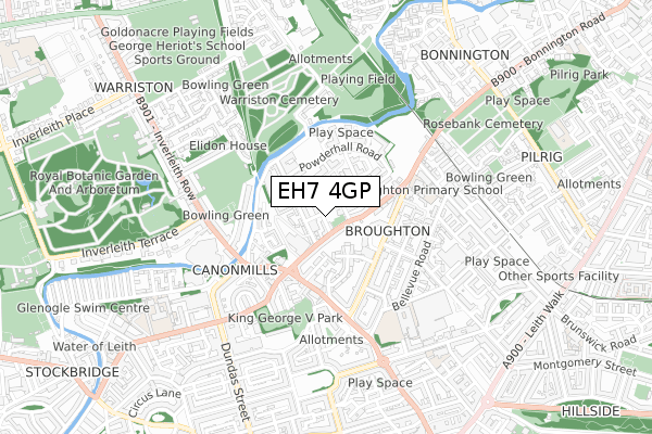 EH7 4GP map - small scale - OS Open Zoomstack (Ordnance Survey)