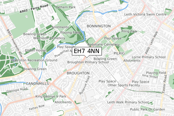 EH7 4NN map - small scale - OS Open Zoomstack (Ordnance Survey)