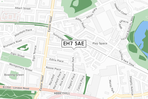 EH7 5AE map - large scale - OS Open Zoomstack (Ordnance Survey)