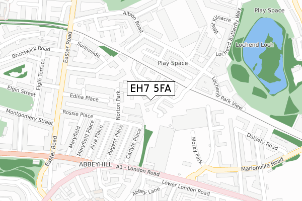 EH7 5FA map - large scale - OS Open Zoomstack (Ordnance Survey)