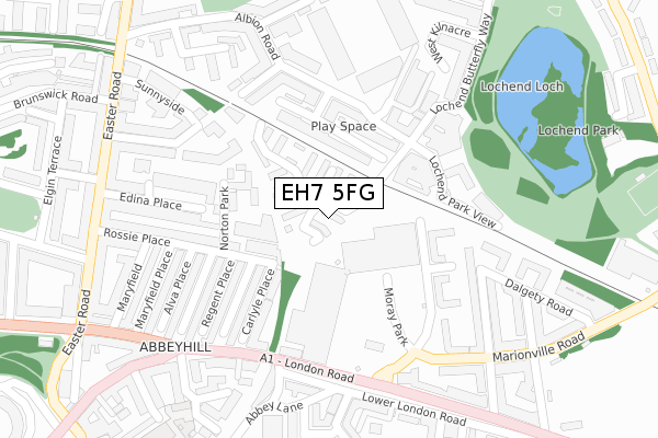 EH7 5FG map - large scale - OS Open Zoomstack (Ordnance Survey)