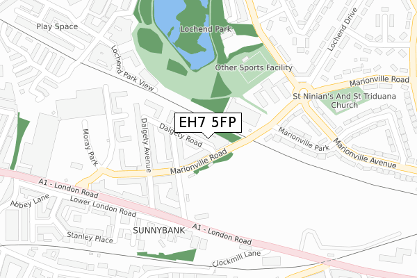 EH7 5FP map - large scale - OS Open Zoomstack (Ordnance Survey)