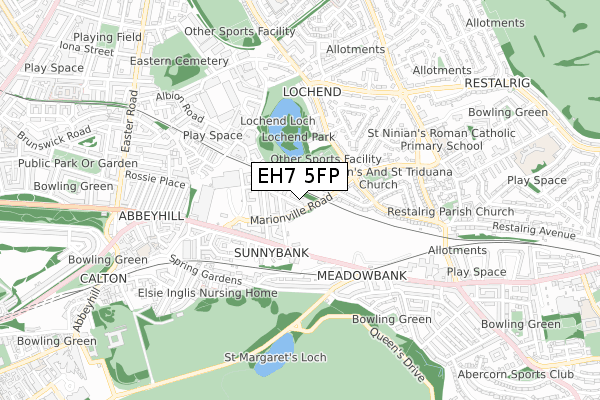 EH7 5FP map - small scale - OS Open Zoomstack (Ordnance Survey)