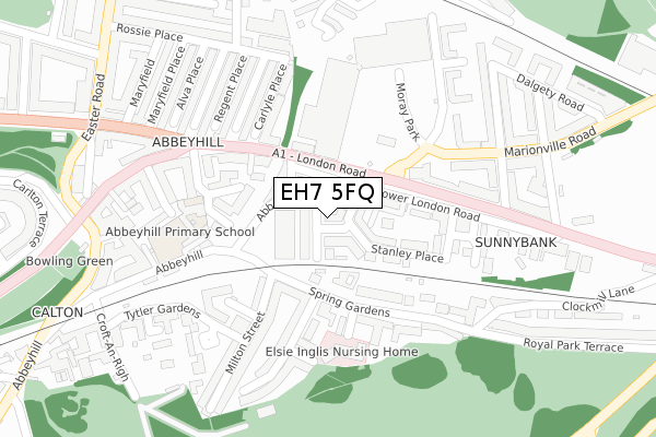 EH7 5FQ map - large scale - OS Open Zoomstack (Ordnance Survey)