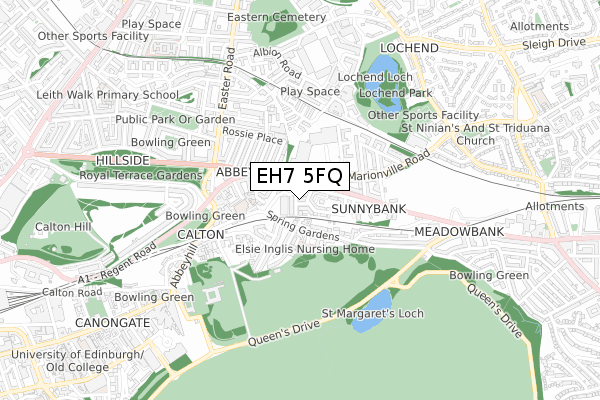 EH7 5FQ map - small scale - OS Open Zoomstack (Ordnance Survey)