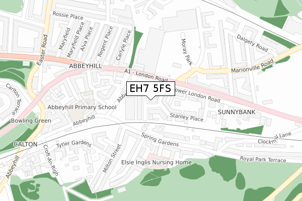 EH7 5FS map - large scale - OS Open Zoomstack (Ordnance Survey)