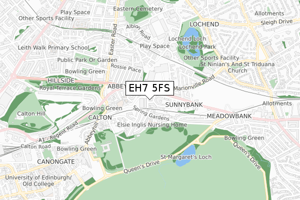 EH7 5FS map - small scale - OS Open Zoomstack (Ordnance Survey)