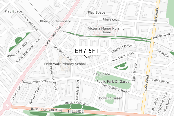 EH7 5FT map - large scale - OS Open Zoomstack (Ordnance Survey)