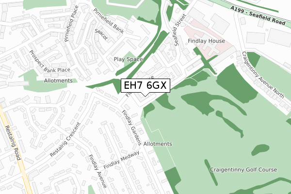 EH7 6GX map - large scale - OS Open Zoomstack (Ordnance Survey)