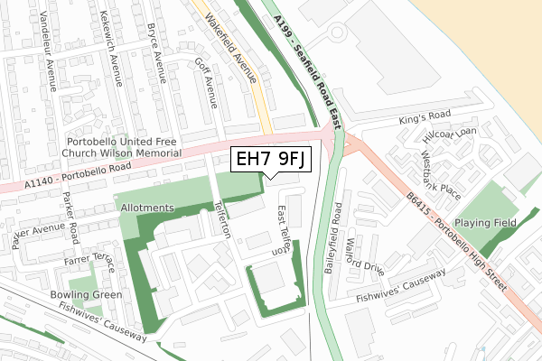 EH7 9FJ map - large scale - OS Open Zoomstack (Ordnance Survey)