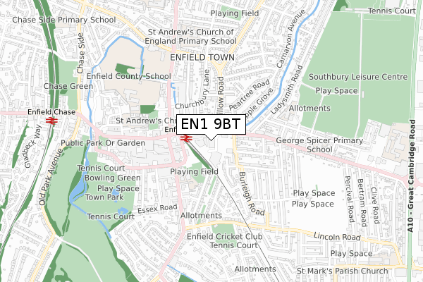 EN1 9BT map - small scale - OS Open Zoomstack (Ordnance Survey)