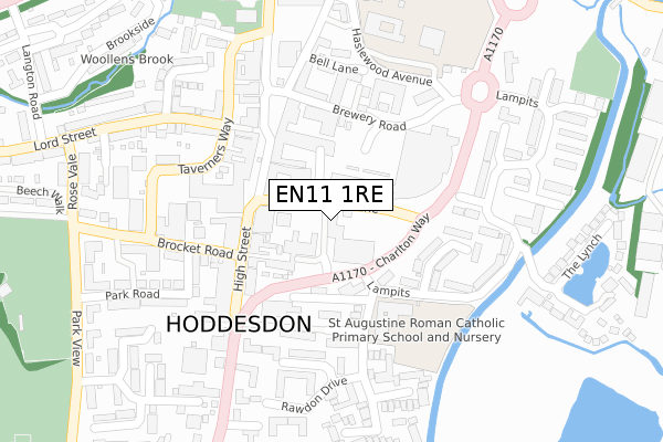 EN11 1RE map - large scale - OS Open Zoomstack (Ordnance Survey)