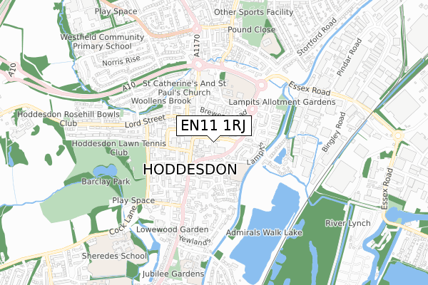 EN11 1RJ map - small scale - OS Open Zoomstack (Ordnance Survey)