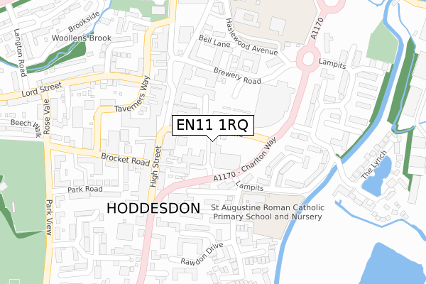 EN11 1RQ map - large scale - OS Open Zoomstack (Ordnance Survey)