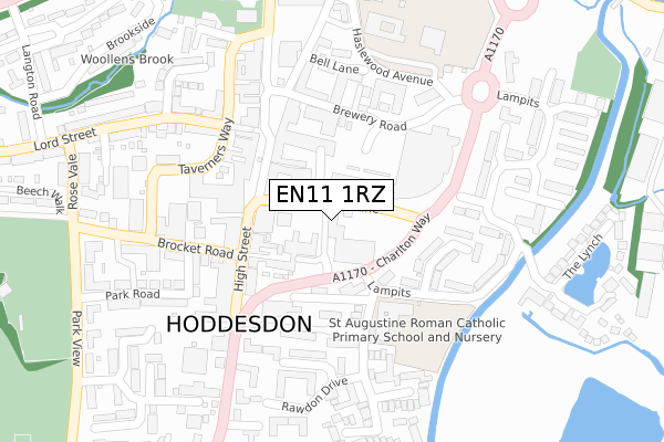 EN11 1RZ map - large scale - OS Open Zoomstack (Ordnance Survey)