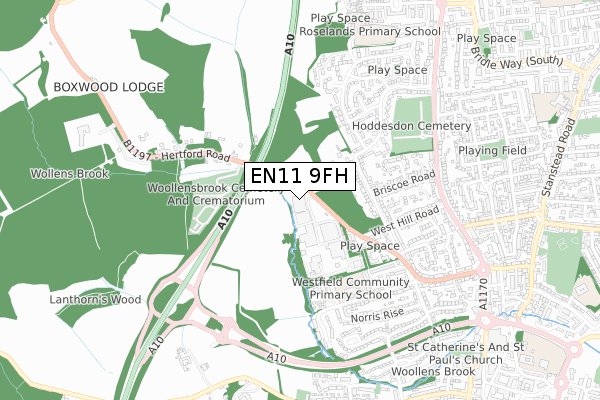 EN11 9FH map - small scale - OS Open Zoomstack (Ordnance Survey)