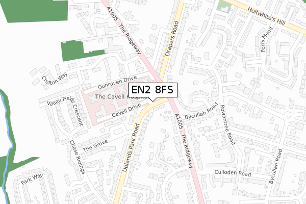 EN2 8FS map - large scale - OS Open Zoomstack (Ordnance Survey)