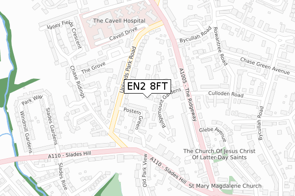 EN2 8FT map - large scale - OS Open Zoomstack (Ordnance Survey)