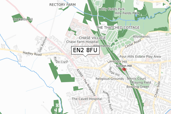 EN2 8FU map - small scale - OS Open Zoomstack (Ordnance Survey)