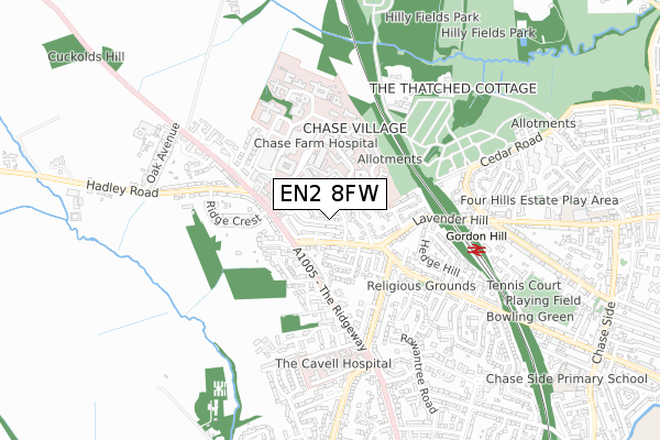 EN2 8FW map - small scale - OS Open Zoomstack (Ordnance Survey)