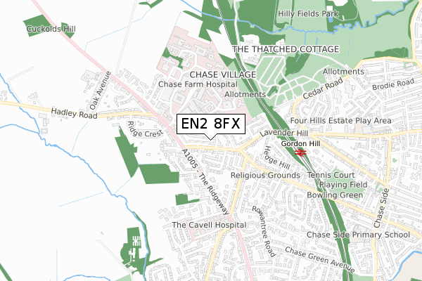 EN2 8FX map - small scale - OS Open Zoomstack (Ordnance Survey)