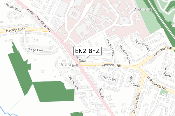 EN2 8FZ map - large scale - OS Open Zoomstack (Ordnance Survey)