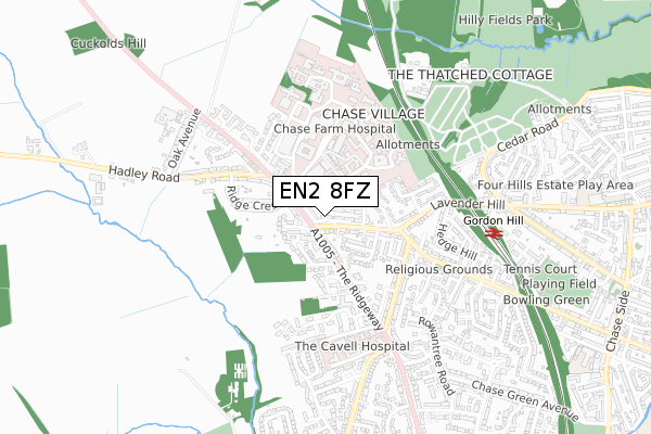 EN2 8FZ map - small scale - OS Open Zoomstack (Ordnance Survey)