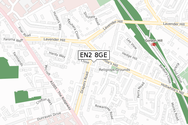 EN2 8GE map - large scale - OS Open Zoomstack (Ordnance Survey)