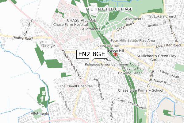 EN2 8GE map - small scale - OS Open Zoomstack (Ordnance Survey)