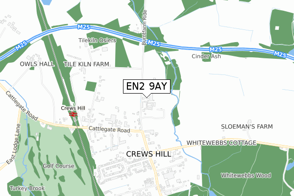 EN2 9AY map - small scale - OS Open Zoomstack (Ordnance Survey)