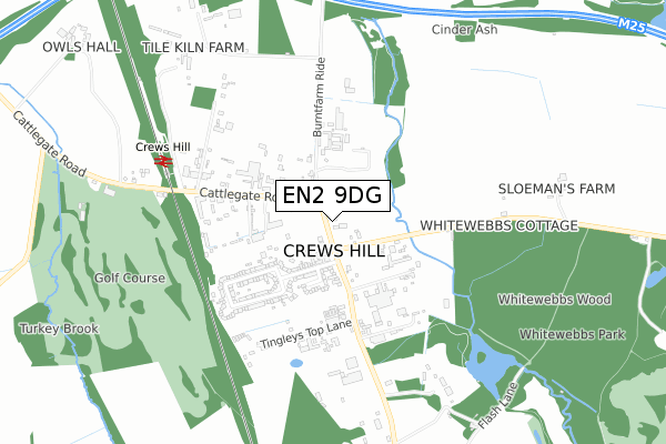 EN2 9DG map - small scale - OS Open Zoomstack (Ordnance Survey)