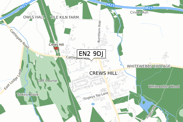 EN2 9DJ map - small scale - OS Open Zoomstack (Ordnance Survey)